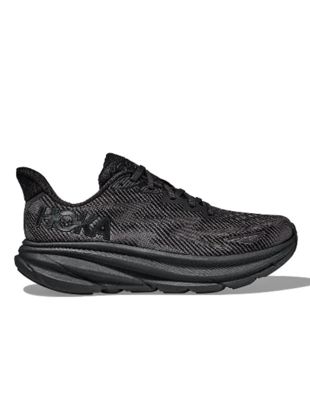HOKA ONE ONE Mens Clifton 9 Textile Shoes Black Black.